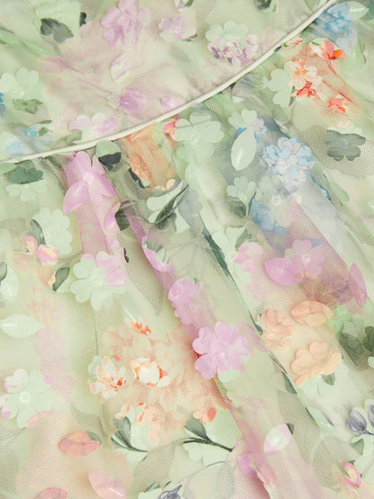 Monsoon Green Baby Eliza Floral Appliqué Party Dress image 2