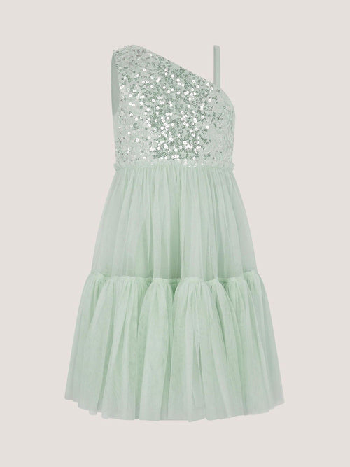 Dsiney Kidz - Monsoon Green Asymmetrical Sequin Tulle Party Dress image 1