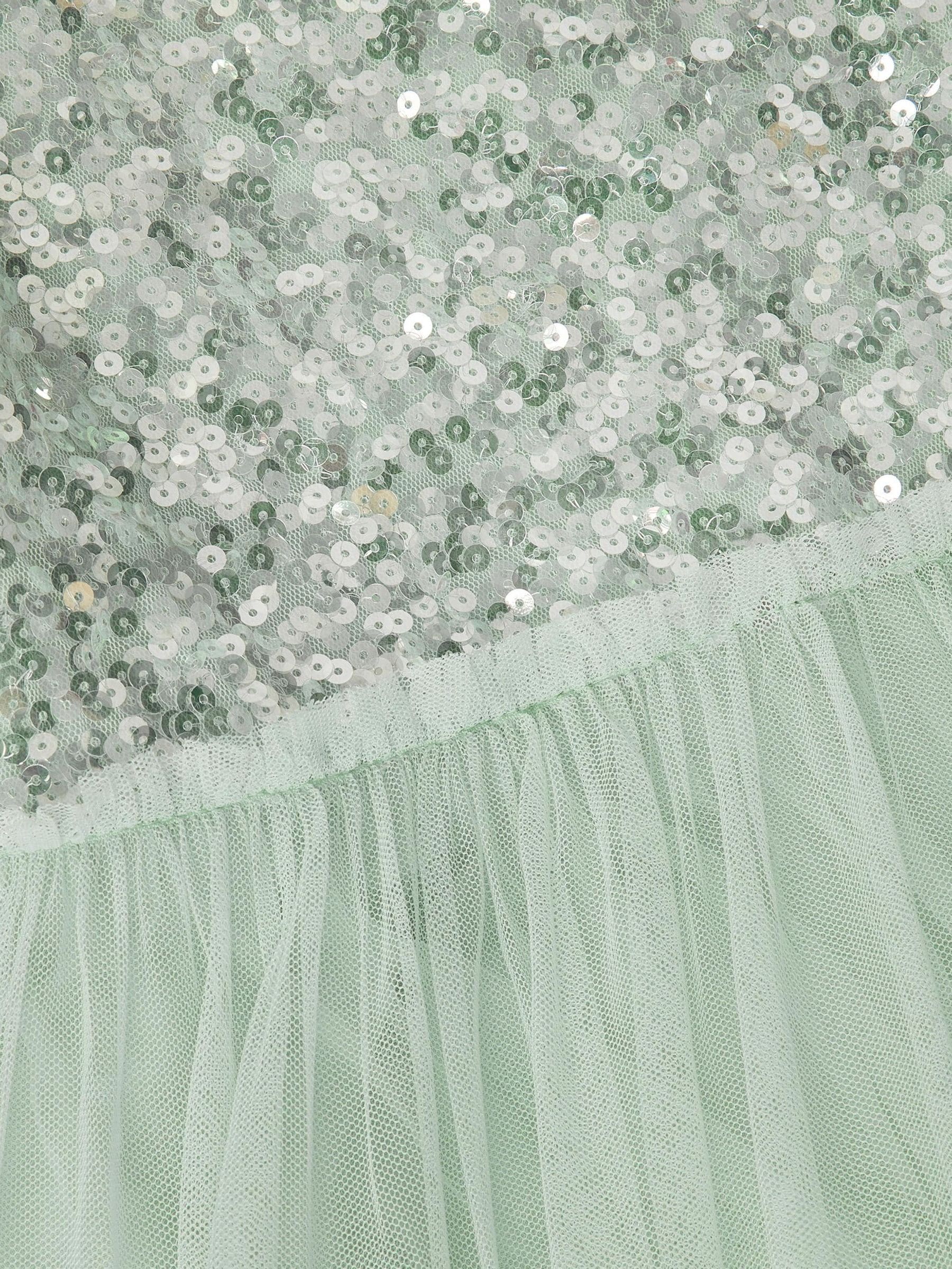Monsoon Green Asymmetrical Sequin Tulle Party Dress image 2