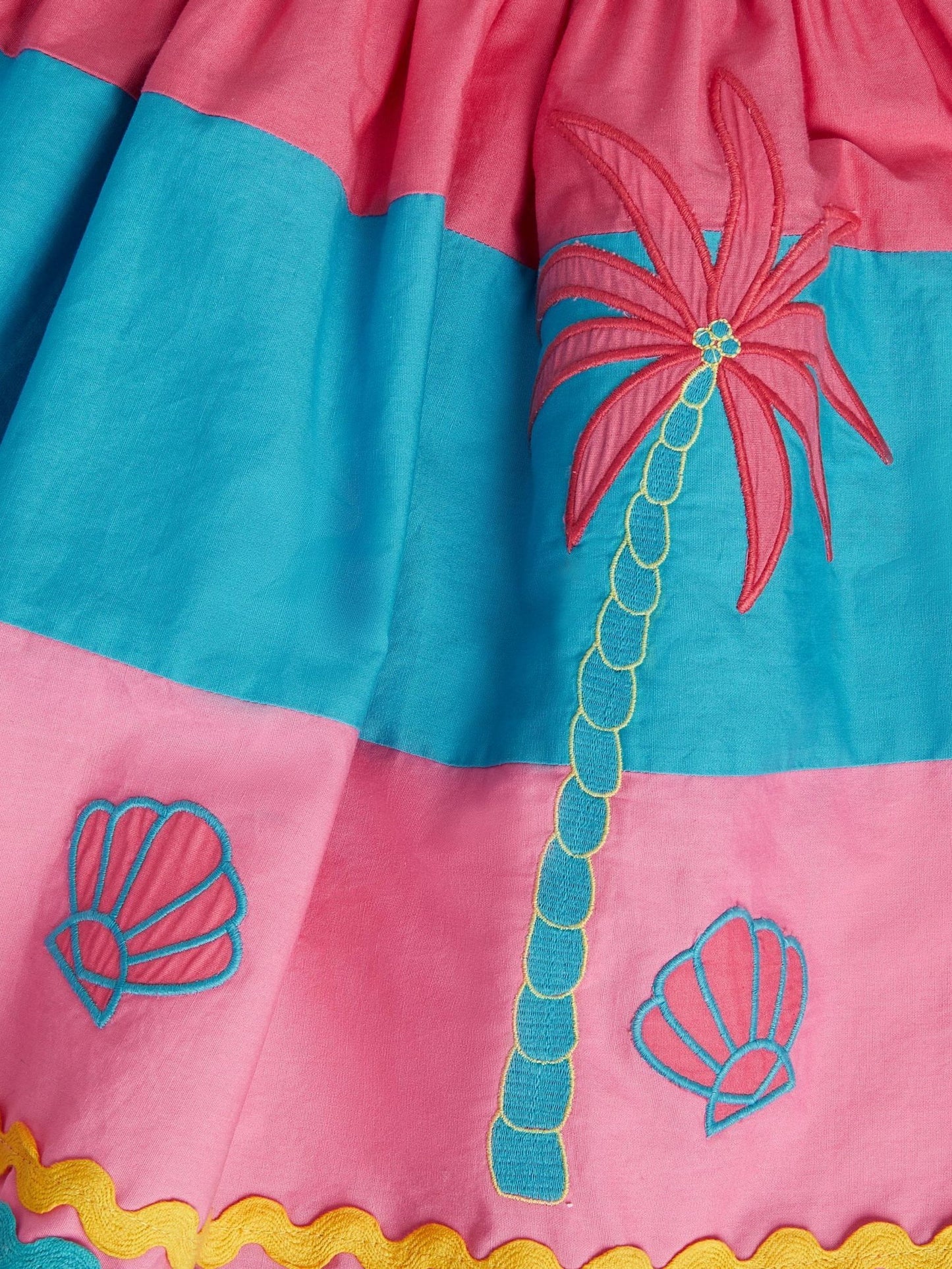 Monsoon Pink Shell Embroidered Colourblock Dress image 3