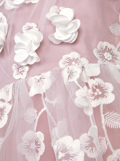 Monsoon Pink Liza Embroidered Asymmetrical Party Dress image 3