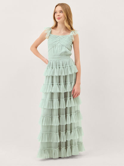 Monsoon Green Faith Tulle Ruffle Prom Dress image 1