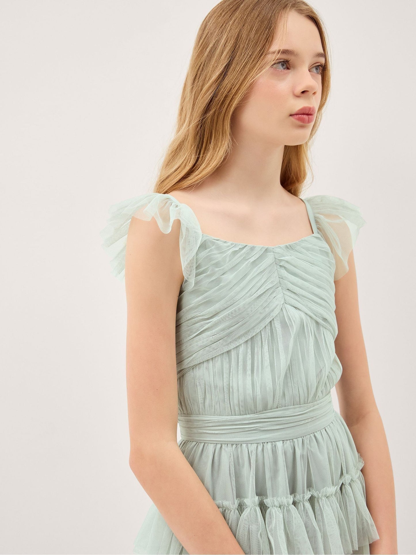 Monsoon Green Faith Tulle Ruffle Prom Dress image 2