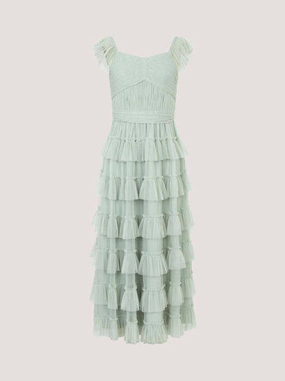 Monsoon Green Faith Tulle Ruffle Prom Dress image 3