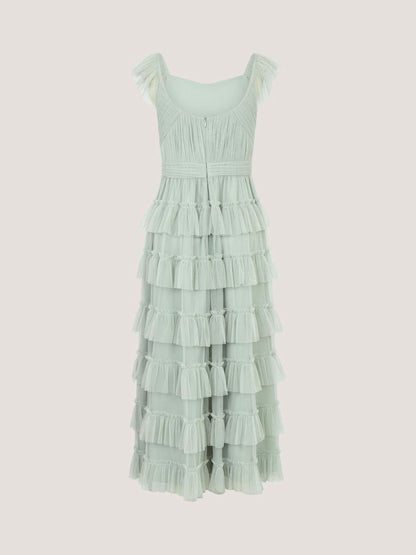 Monsoon Green Faith Tulle Ruffle Prom Dress image 4