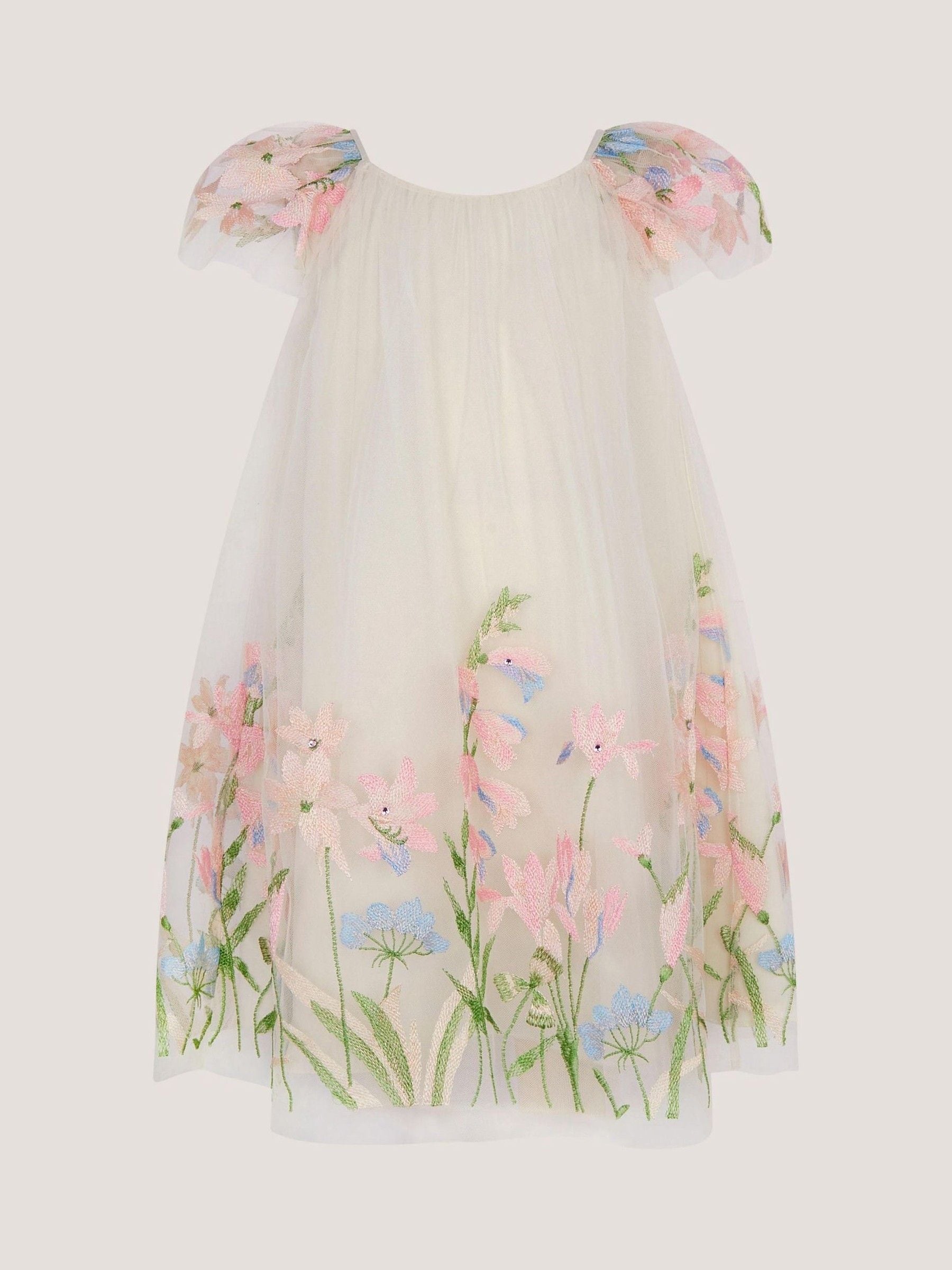 Monsoon White Bryony Floral Embroidered Party Dress image 2