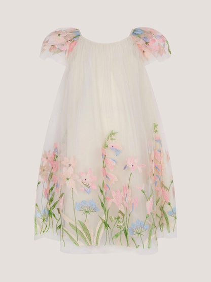 Monsoon White Bryony Floral Embroidered Party Dress image 2
