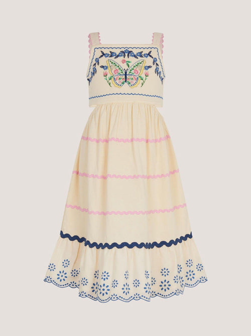 Dsiney Kidz - Monsoon Cream Embroidered Butterfly Cut Out Dress image 1