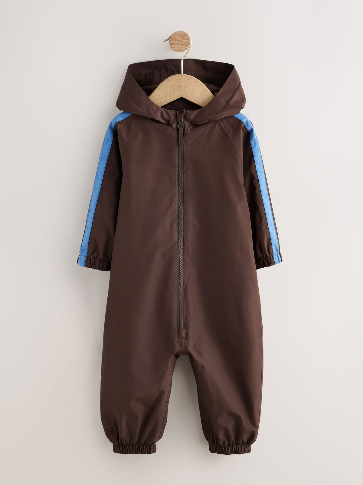 Brown Side Stripe Waterproof Fleece Lined Puddlesuit (3mths-7yrs) - image 1