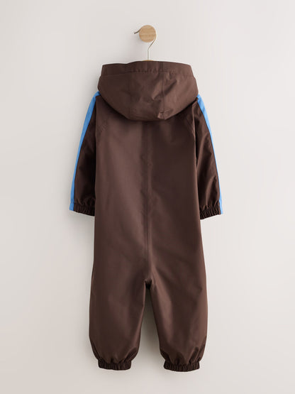 Brown Side Stripe Waterproof Fleece Lined Puddlesuit (3mths-7yrs) - image 2