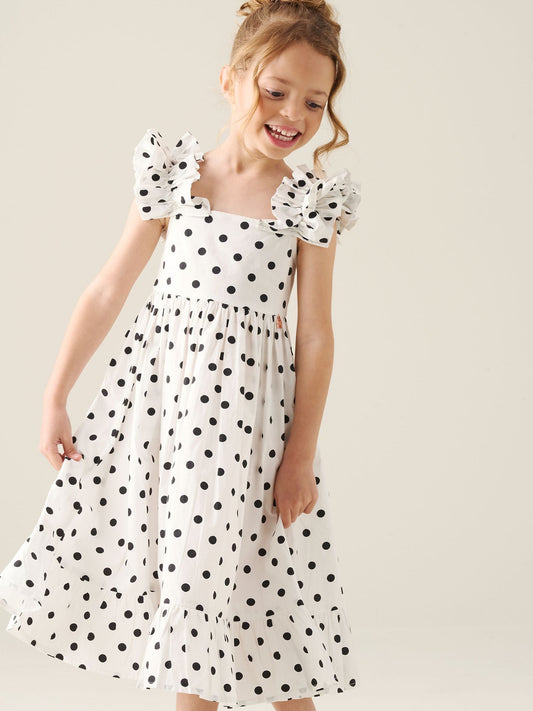 Dsiney Kidz - Angel & Rocket White Amber Polka Dot Dress image 1