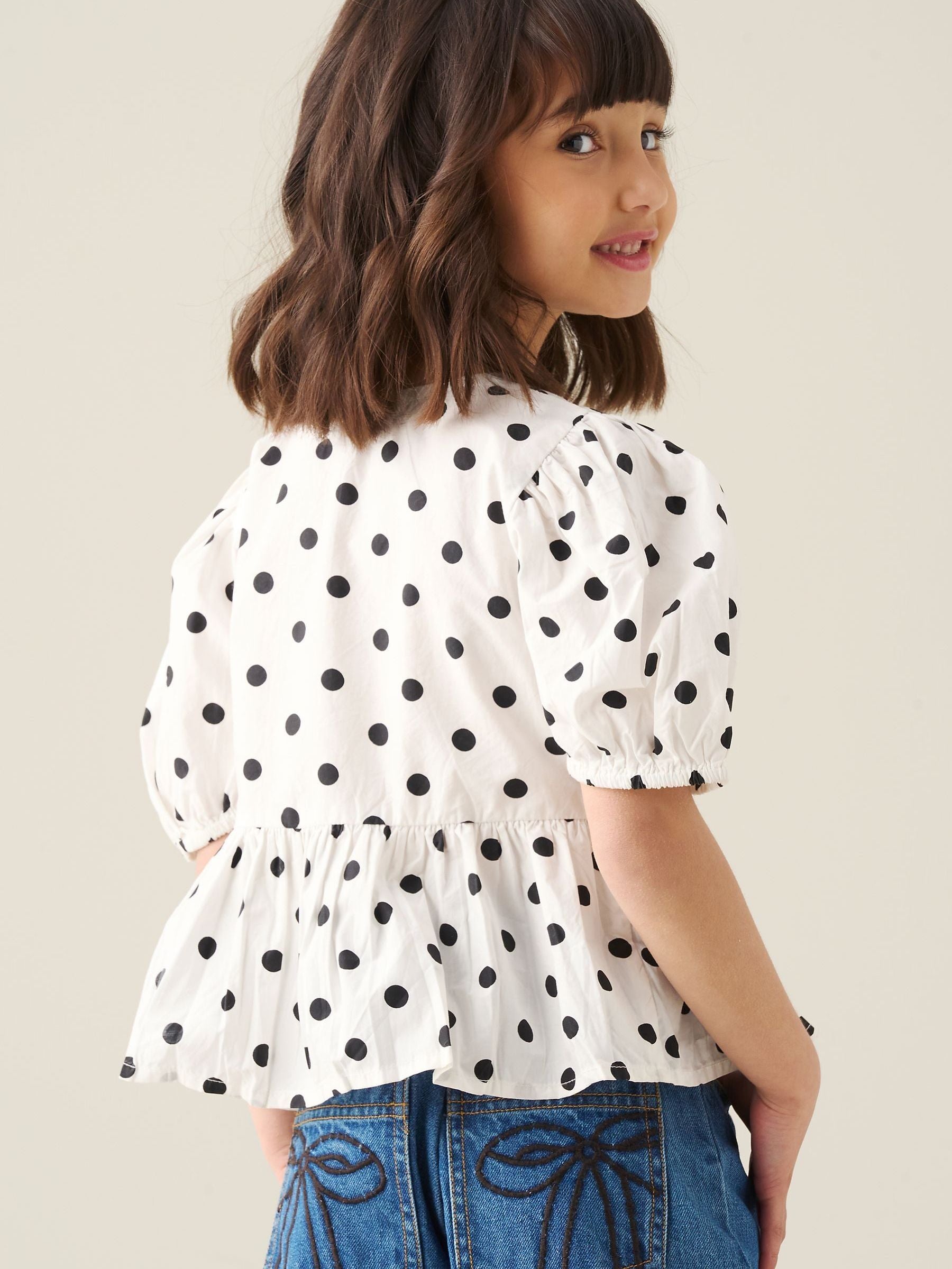 Dsiney Kidz - Angel & Rocket White Amber Polka Dot Tie Front Top image 2