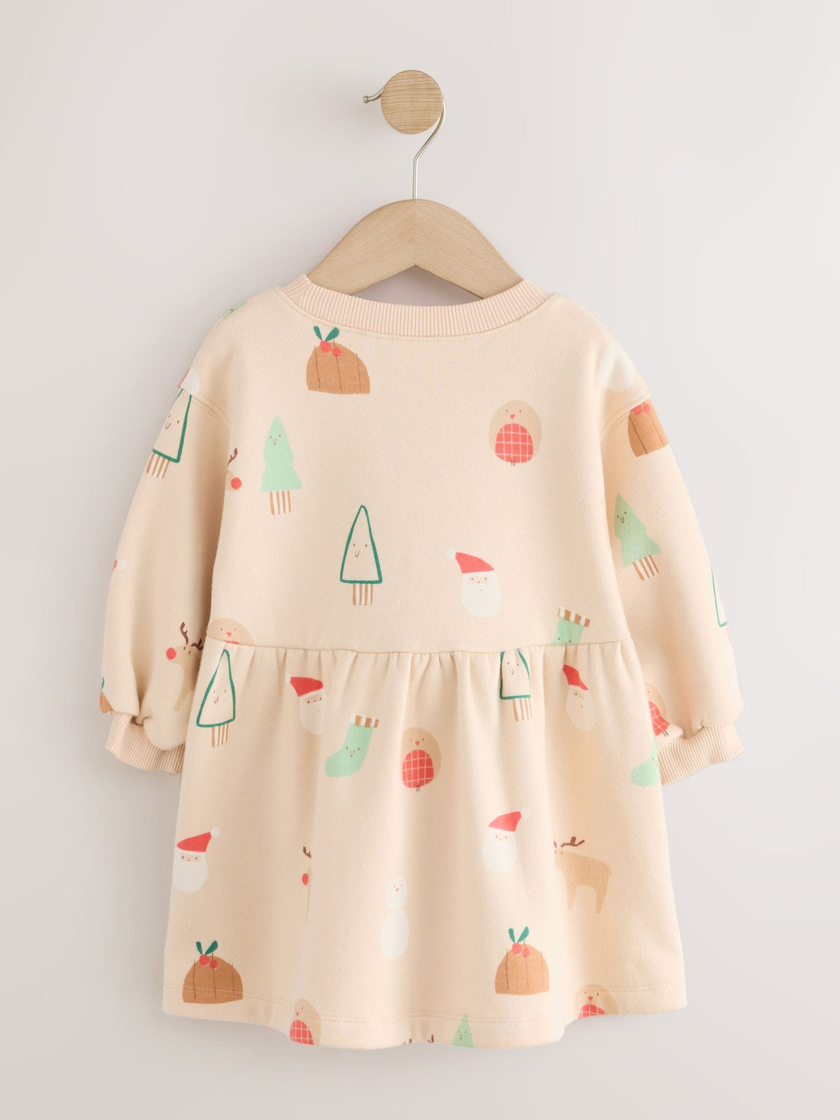 Ecru Christmas Long Sleeve Sweat Dress (3mths-7yrs) - image 6