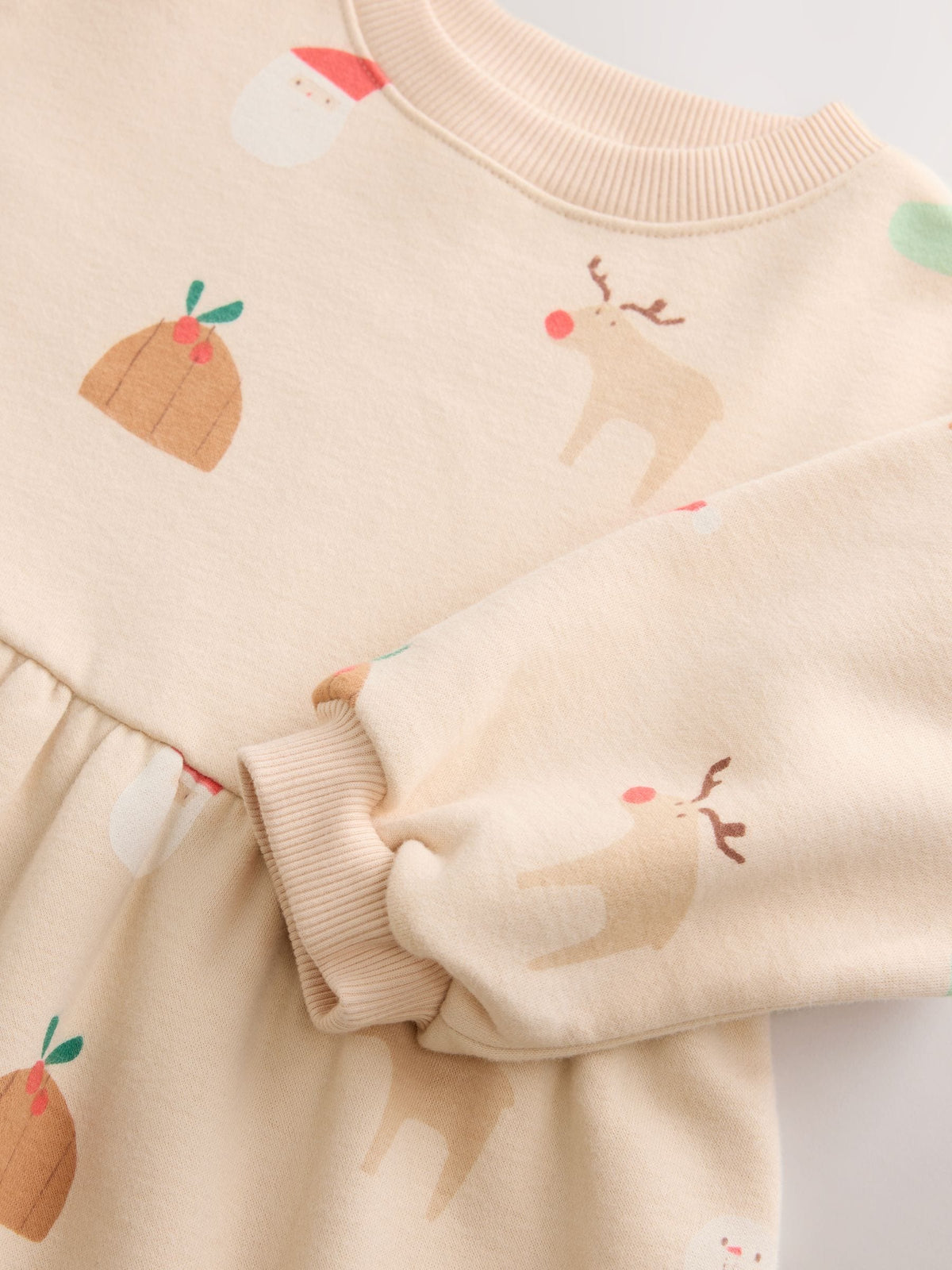Ecru Christmas Long Sleeve Sweat Dress (3mths-7yrs) - image 8