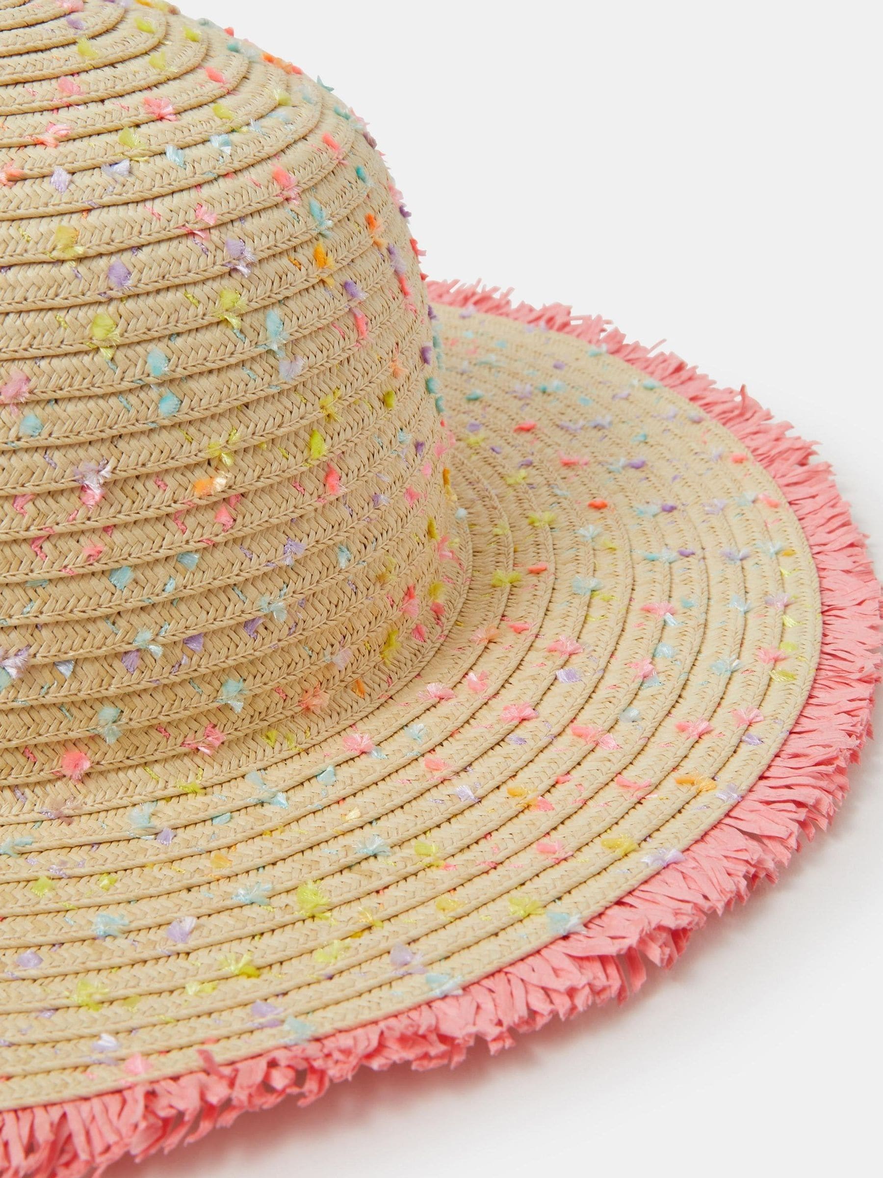 Angels By Accessorize Cream Girls Speckled Floppy Straw Hat image 2