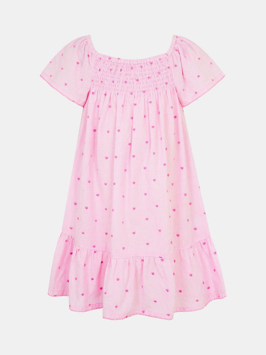 Angels By Accessorize Pink Girls Heart Embroidered Dress image 1