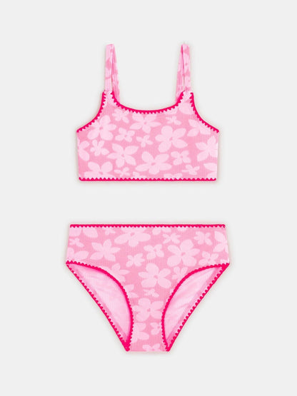 Angels By Accessorize Pink Girls Floral Textured Bikini Set image 1