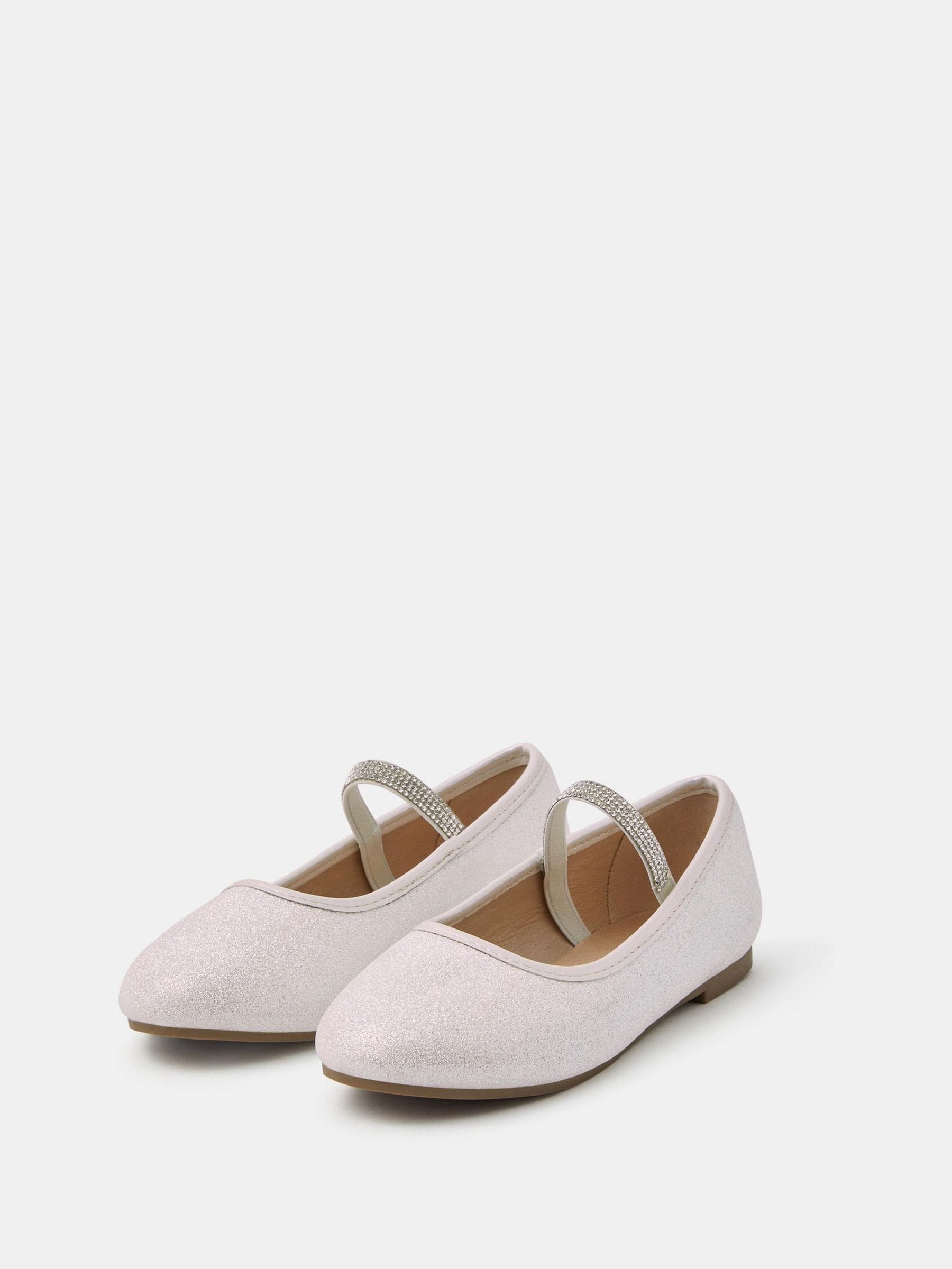 Angels By Accessorize Cream Girls Diamanté Strap Ballet Flats image 2