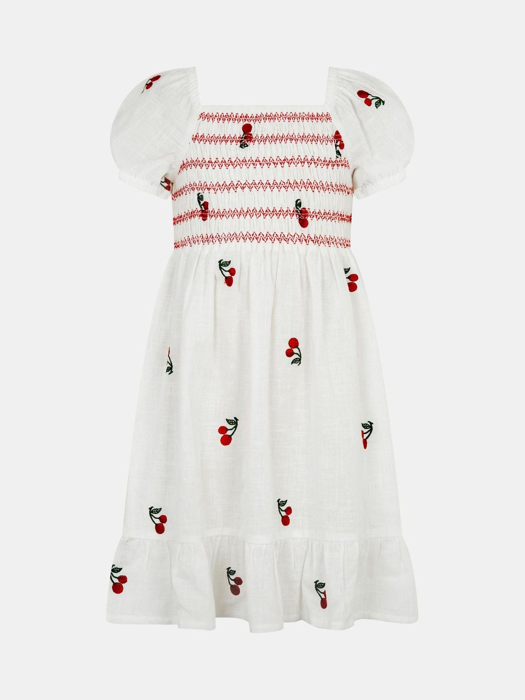 Angels By Accessorize White Cherry Embroidered Cotton Dress image 1