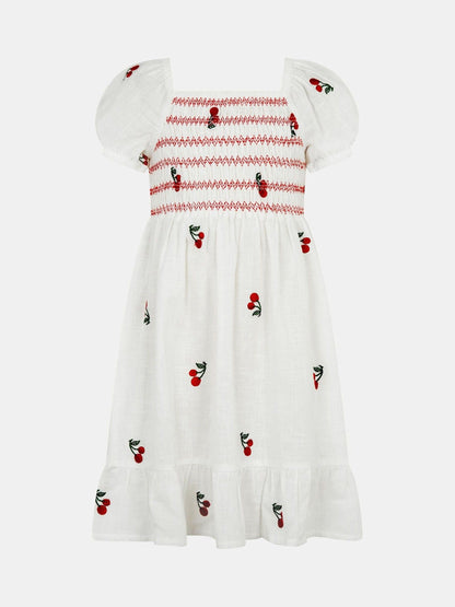 Angels By Accessorize White Cherry Embroidered Cotton Dress image 1