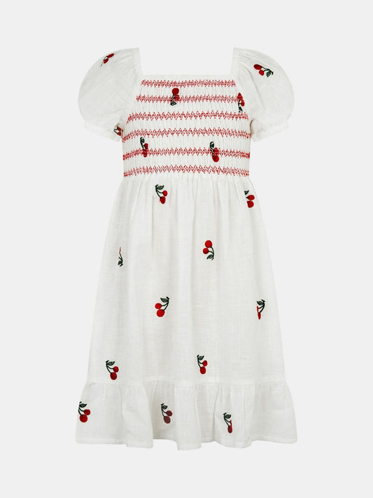 Angels By Accessorize White Cherry Embroidered Cotton Dress image 1