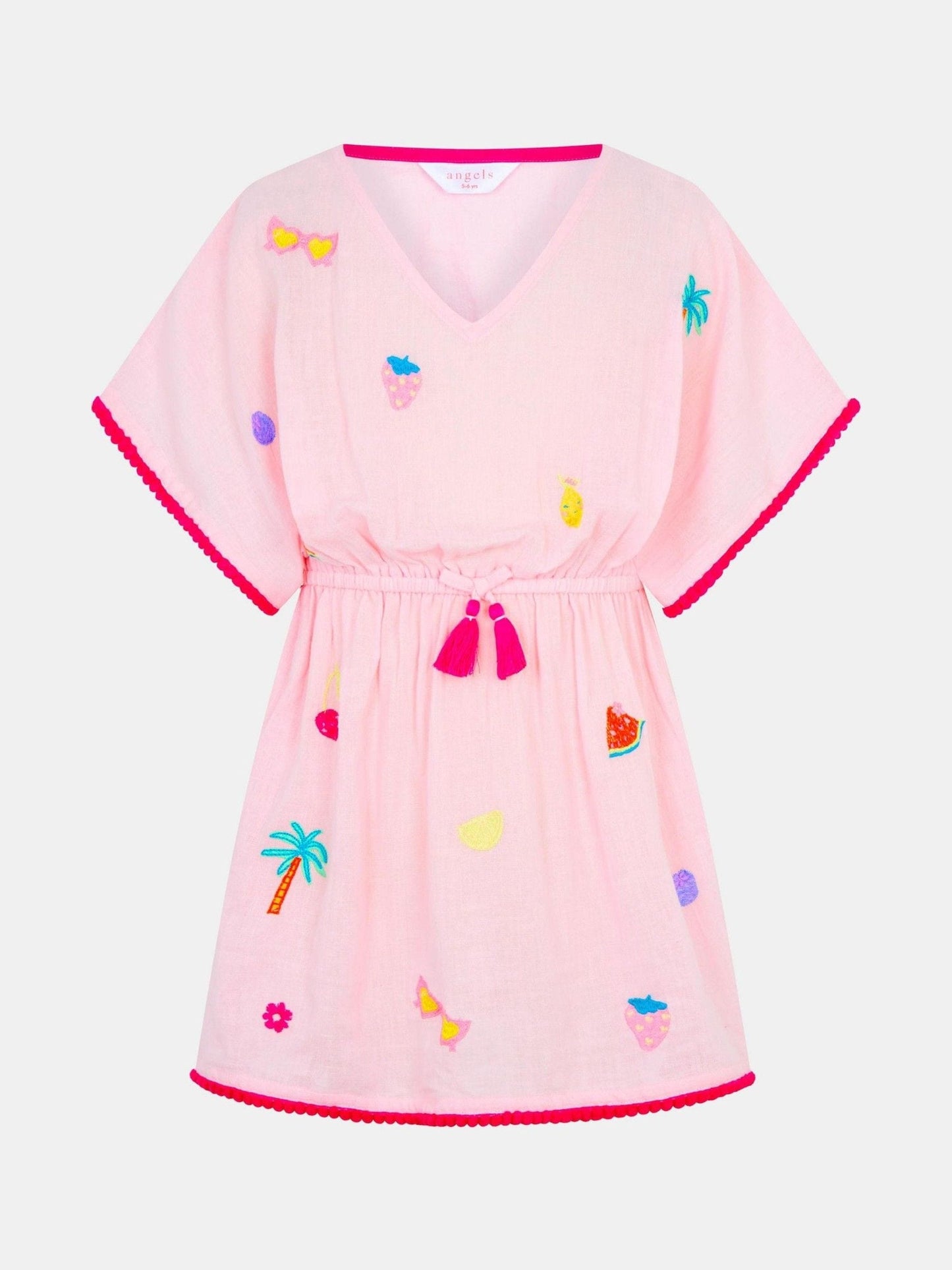 Angels By Accessorize Pink Fruit Embroidered Cotton Kaftan image 1