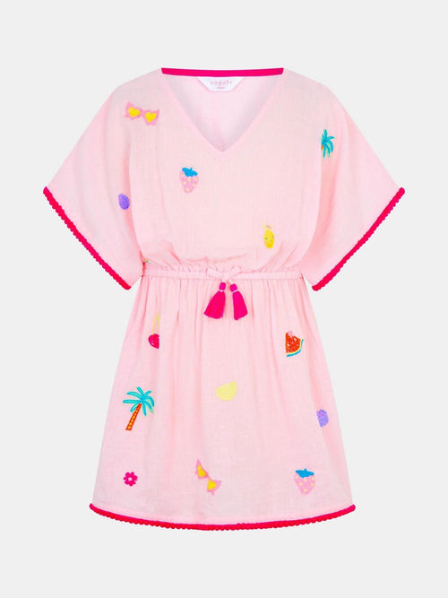 Dsiney Kidz - Angels By Accessorize Pink Fruit Embroidered Cotton Kaftan image 1