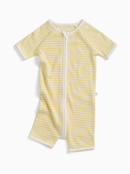 MORI Yellow Stripe Supersoft Ribbed Summer Zip-Up Romper image 2