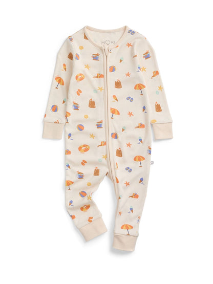 MORI Cream Beach Day Supersoft Two Way Zip-Up Sleepsuit image 2