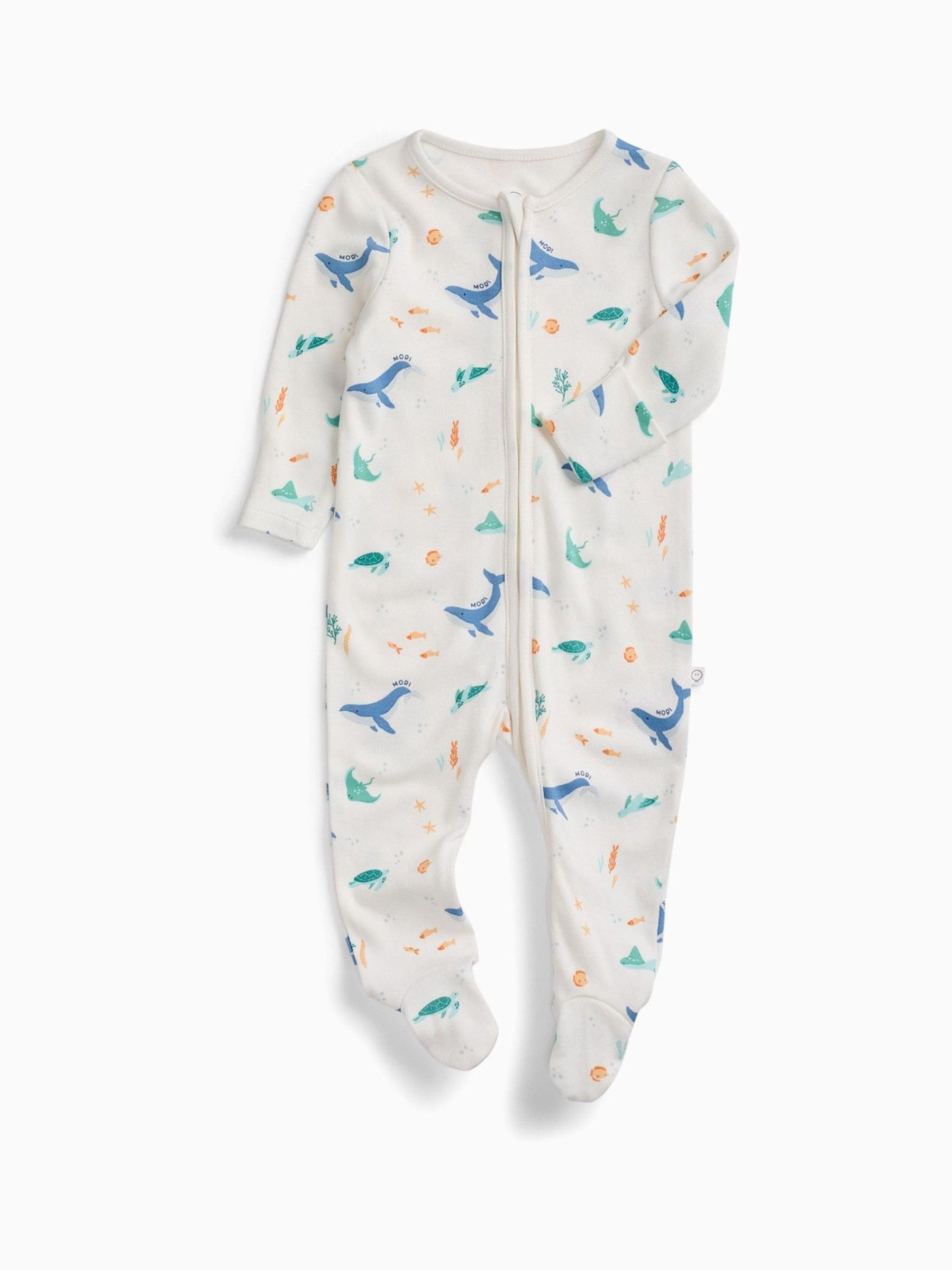 MORI Cream Ocean Dreams Supersoft Two Way Zip Up Sleepsuit image 2