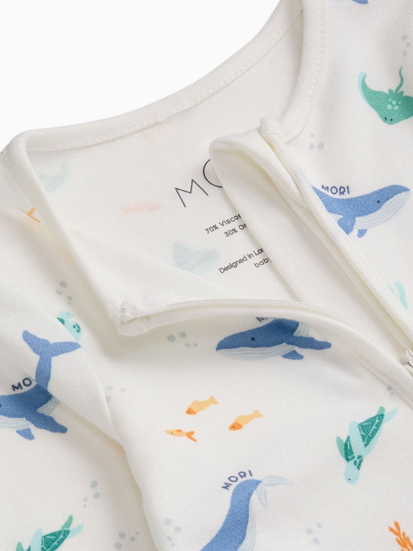 MORI Cream Ocean Dreams Supersoft Two Way Zip Up Sleepsuit image 3