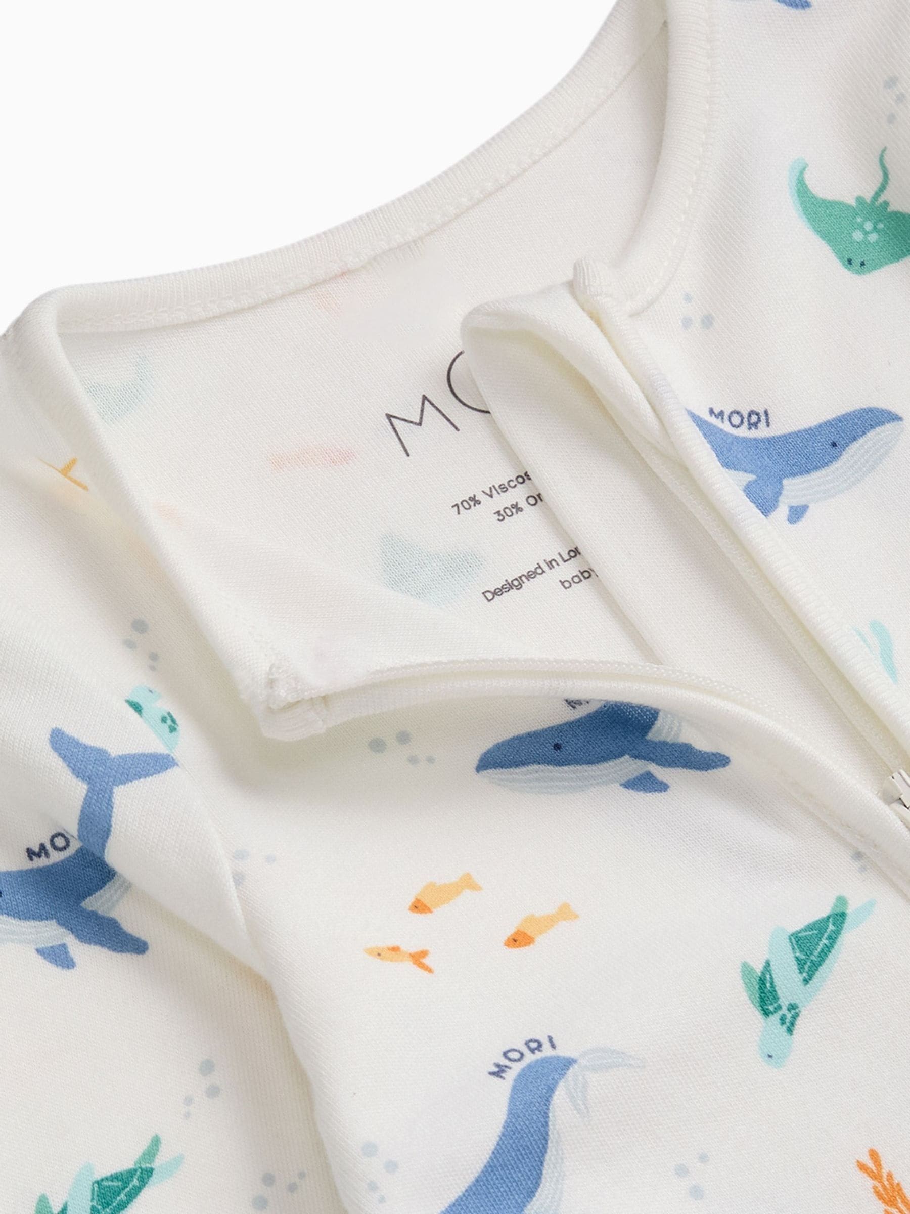 MORI Cream Ocean Dreams Supersoft Two Way Zip Up Sleepsuit image 3