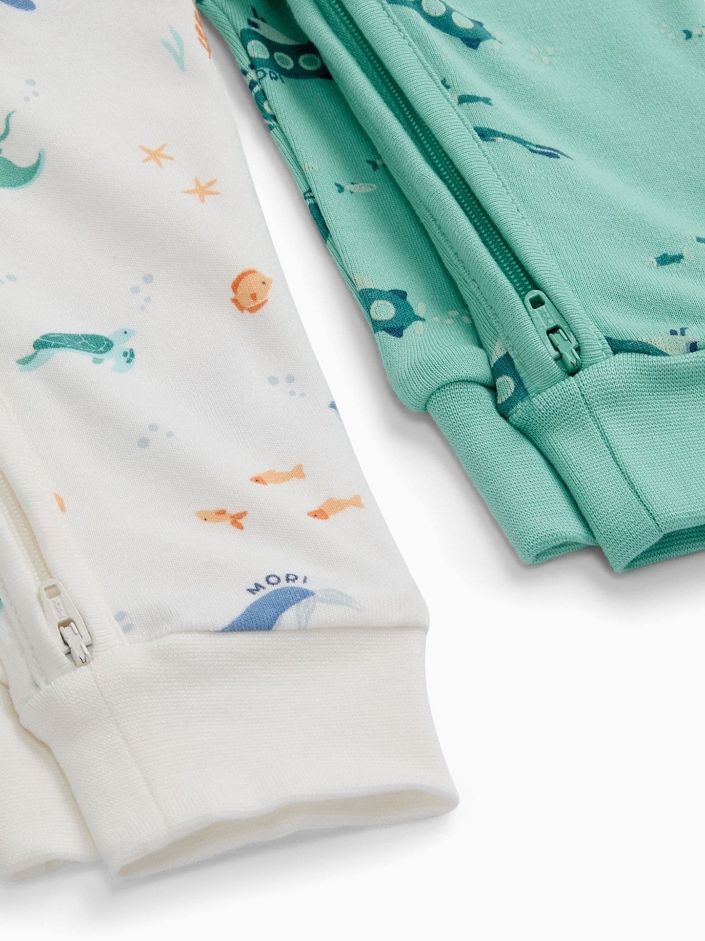 MORI Cream Ocean Dreams Supersoft Two Way Zip Up Sleepsuit image 4