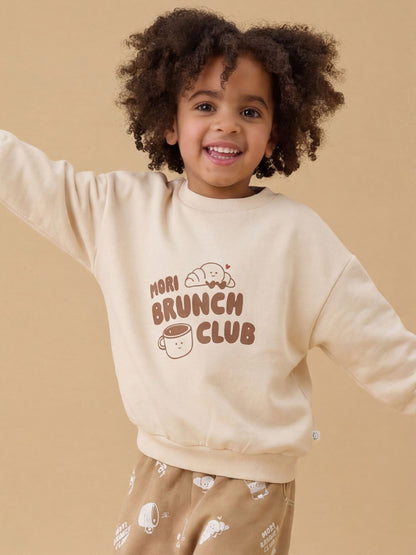 Dsiney Kidz - MORI Brown Brunch Club Oversized Placement Print Sweatshirt image 1