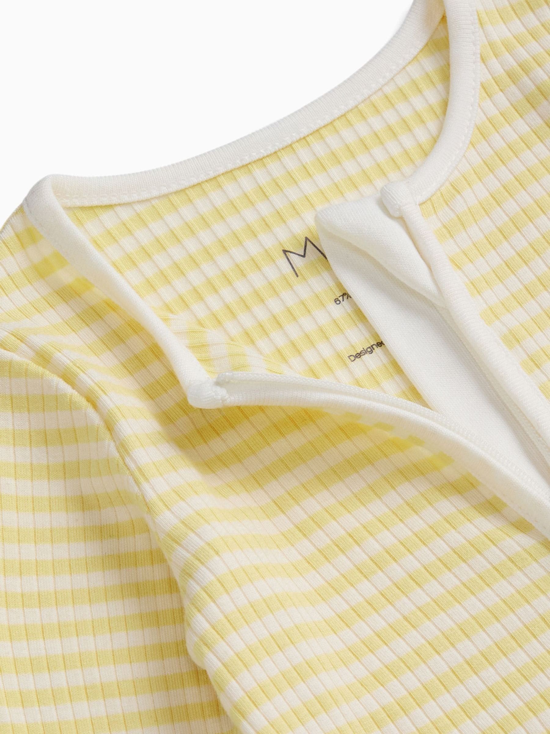 MORI Yellow Stripe Ribbed Supersoft Two Way Zip Up Sleepsuit image 3
