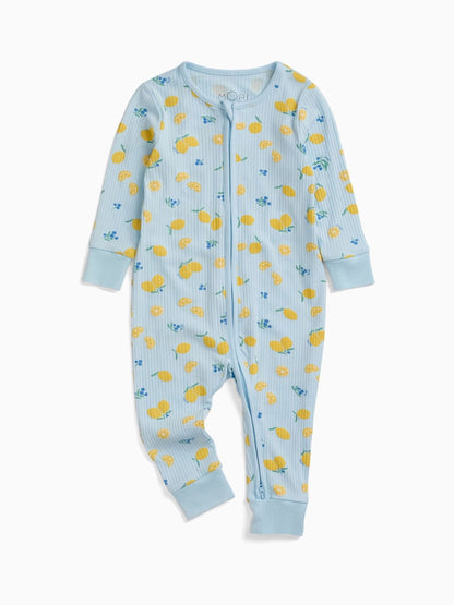 MORI Blue Lemon Lullaby Supersoft Ribbed Two Way Zip Up Sleepsuit image 5