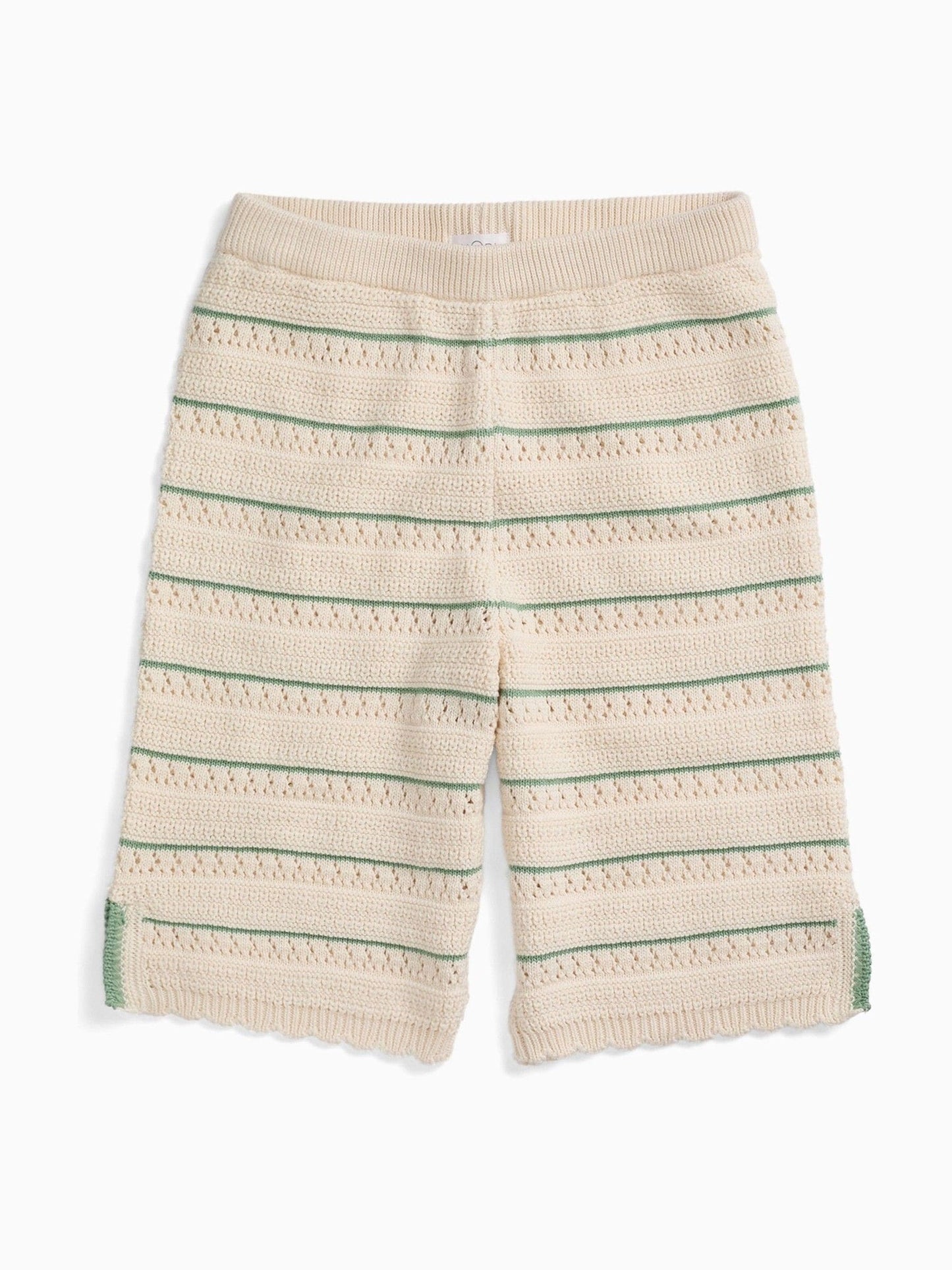 MORI Cream Striped Pointelle Knitted Soft Cotton Trousers image 4