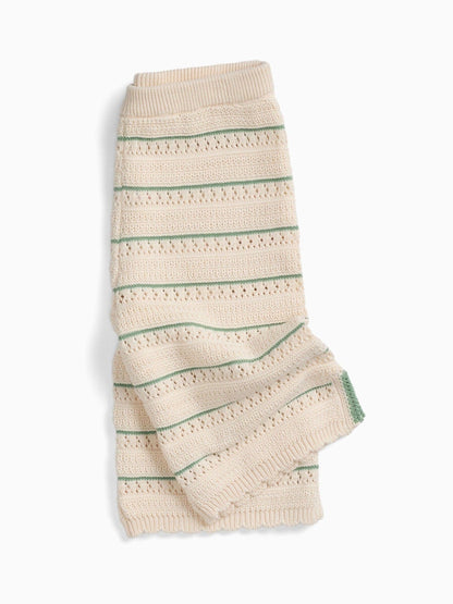 MORI Cream Striped Pointelle Knitted Soft Cotton Trousers image 5