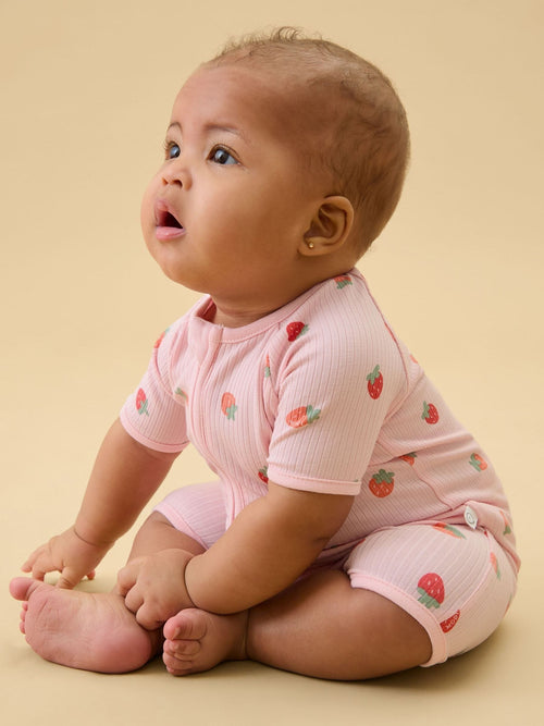 MORI Pink Strawberry Fields Supersoft Ribbed Flare Leggings image 1