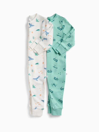 MORI Green Submarine Sleep Supersoft Two Way Zip Up Sleepsuit image 4