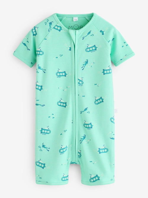 MORI Green Submarine Sleep Summer Zip Up Romper image 1