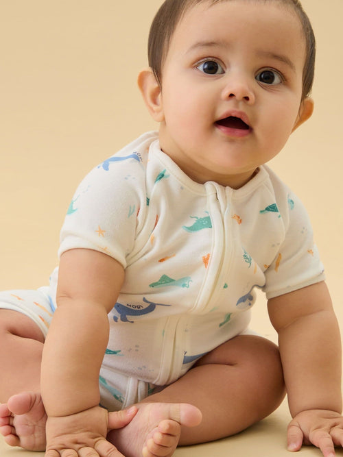 MORI Cream Ocean Dreams Supersoft Summer Zip Up Romper image 1