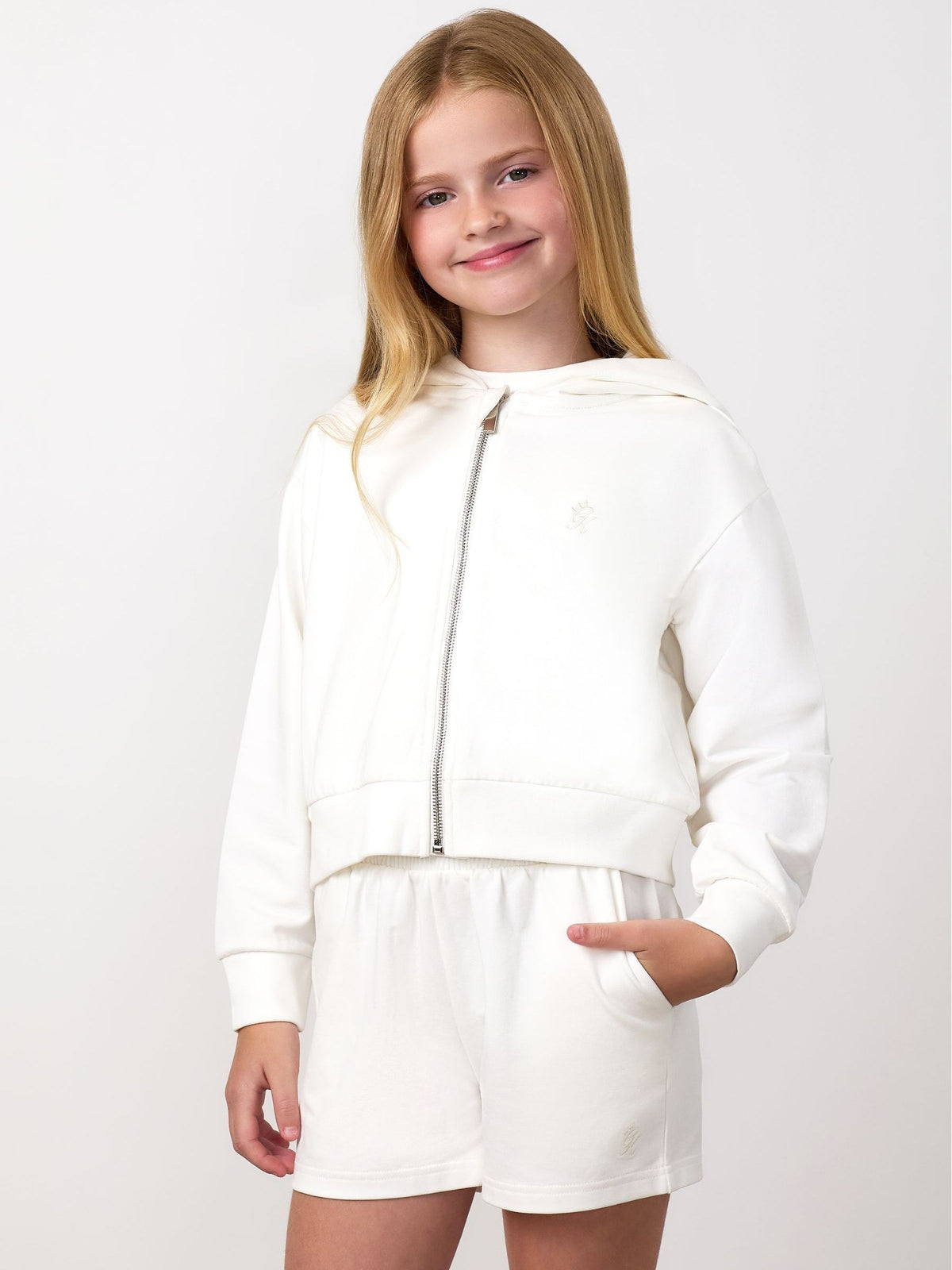 Dsiney Kidz - Gym King White Mini Victory Boxy Full Zip Hoodie image 1