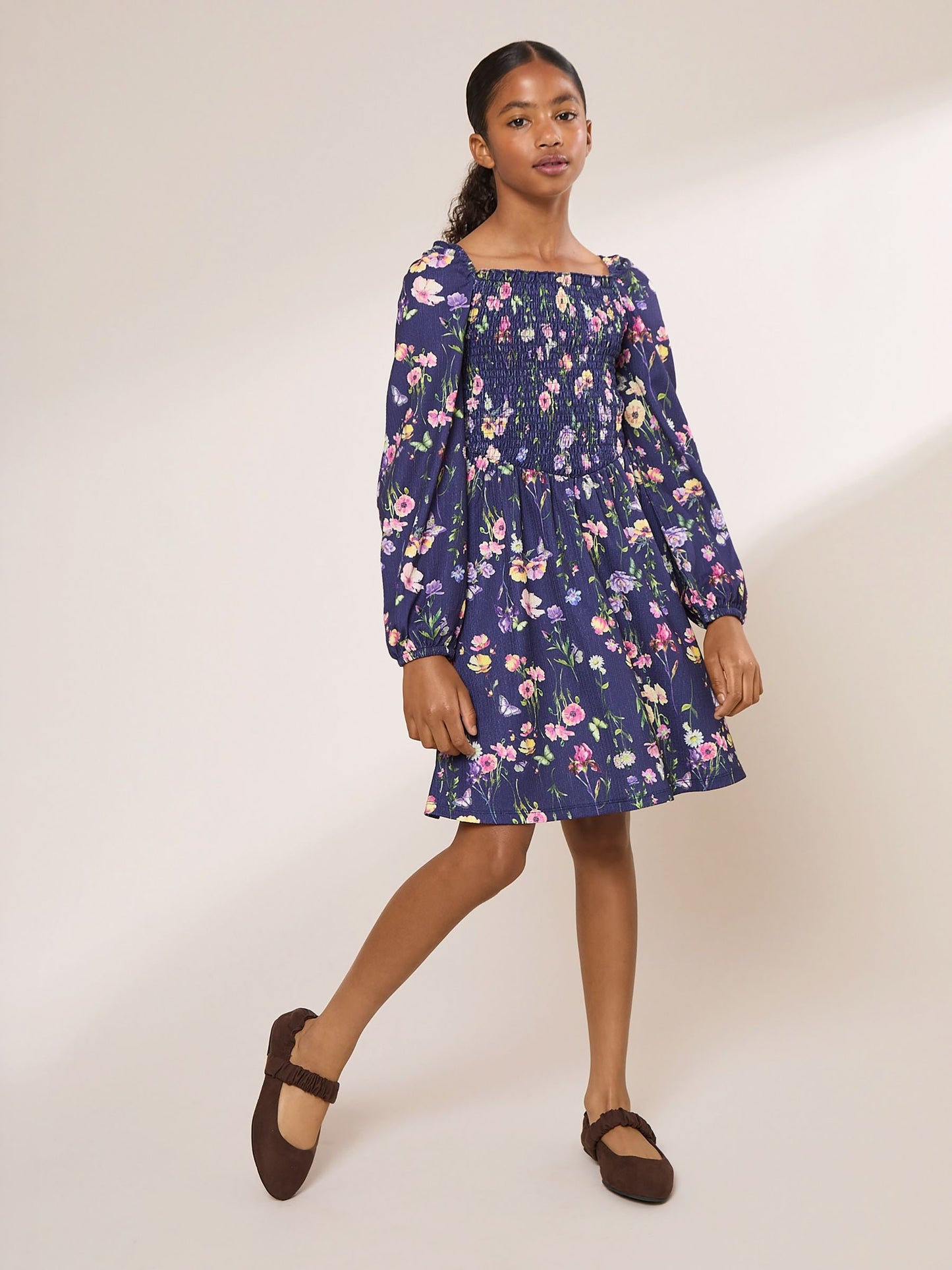 Dsiney Kidz - Lipsy Navy Blue Printed Crinkle Jersey Dress (5-16yrs) image 2