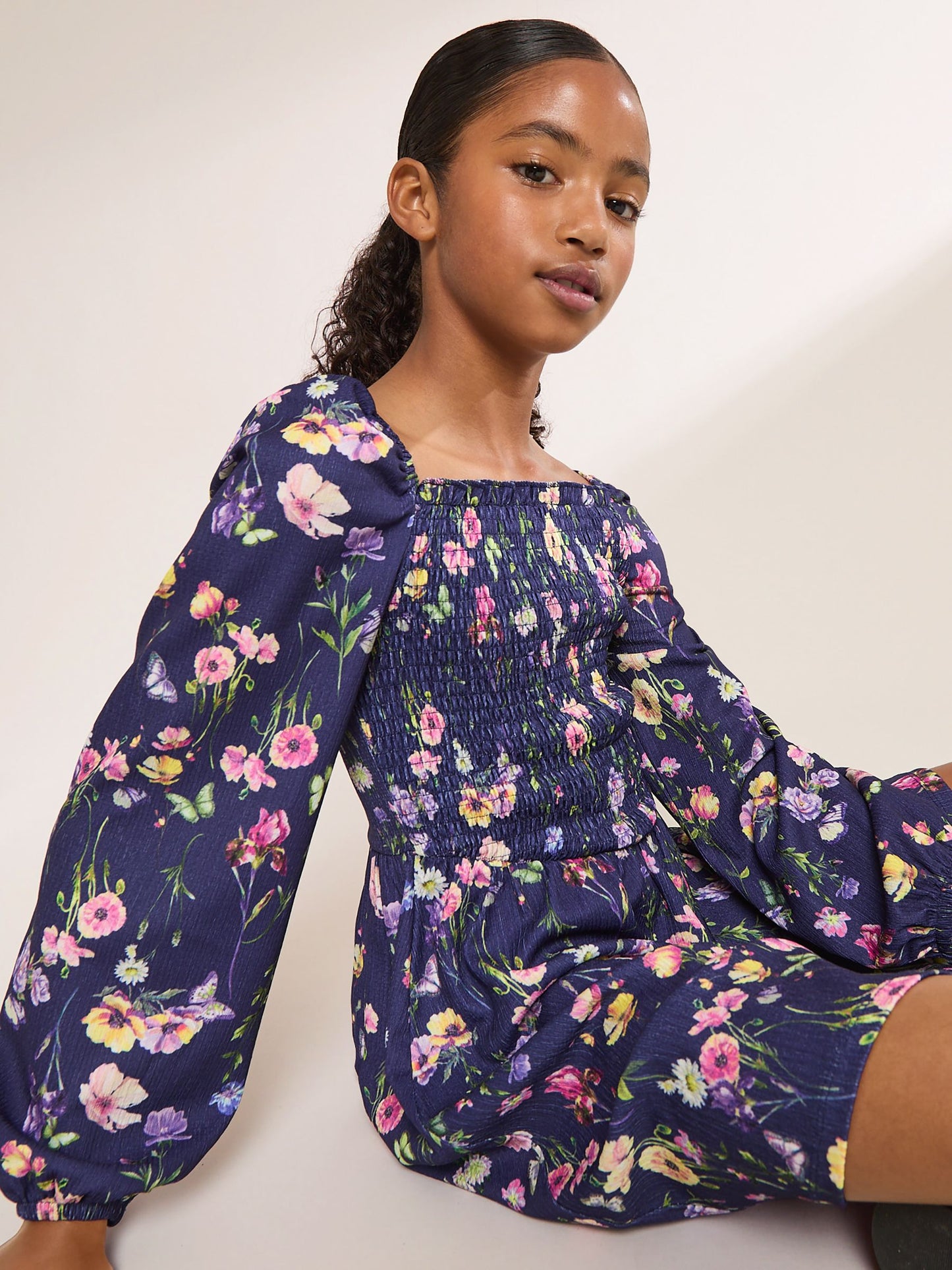 Dsiney Kidz - Lipsy Navy Blue Printed Crinkle Jersey Dress (5-16yrs) image 3