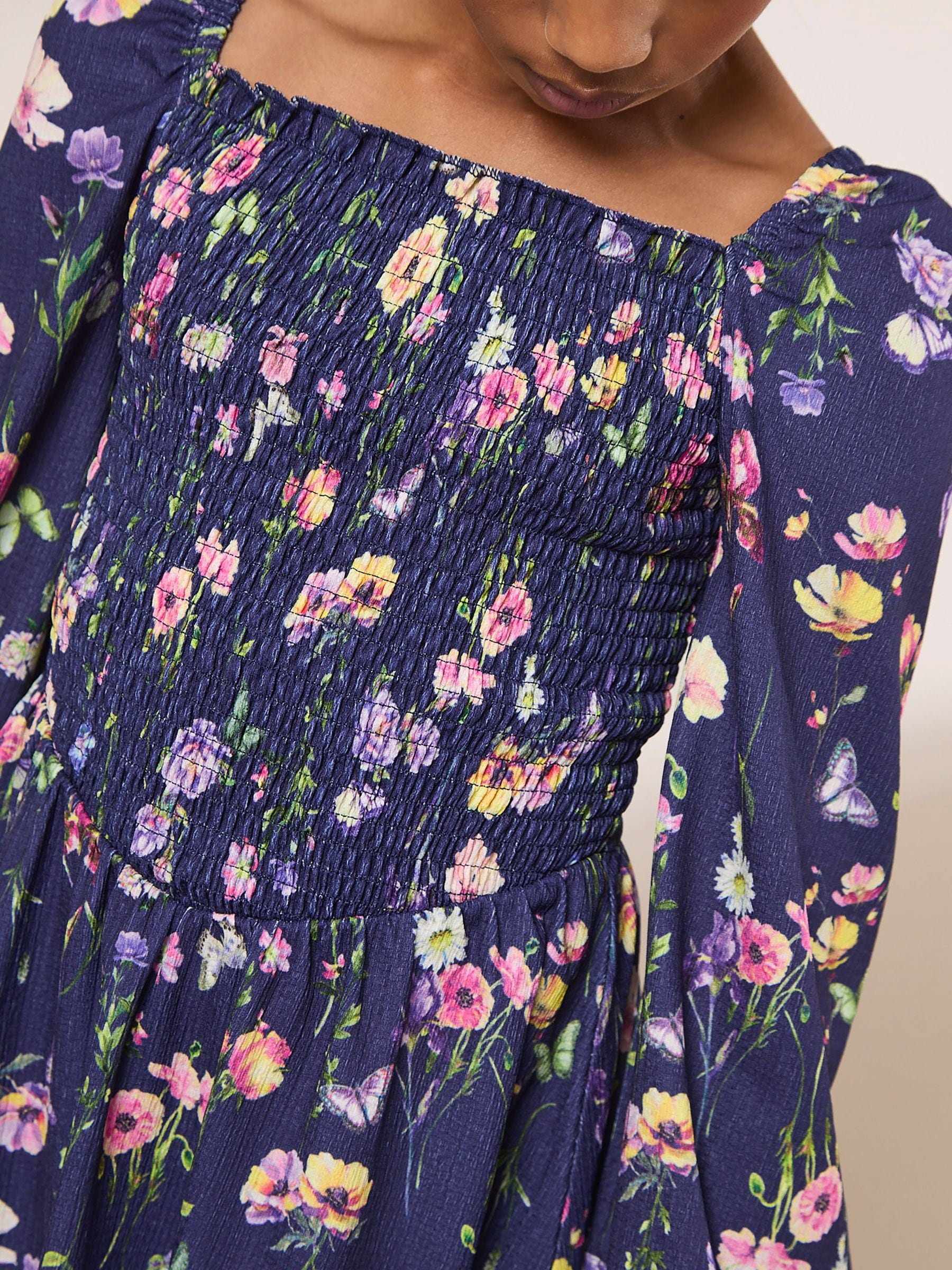 Dsiney Kidz - Lipsy Navy Blue Printed Crinkle Jersey Dress (5-16yrs) image 4