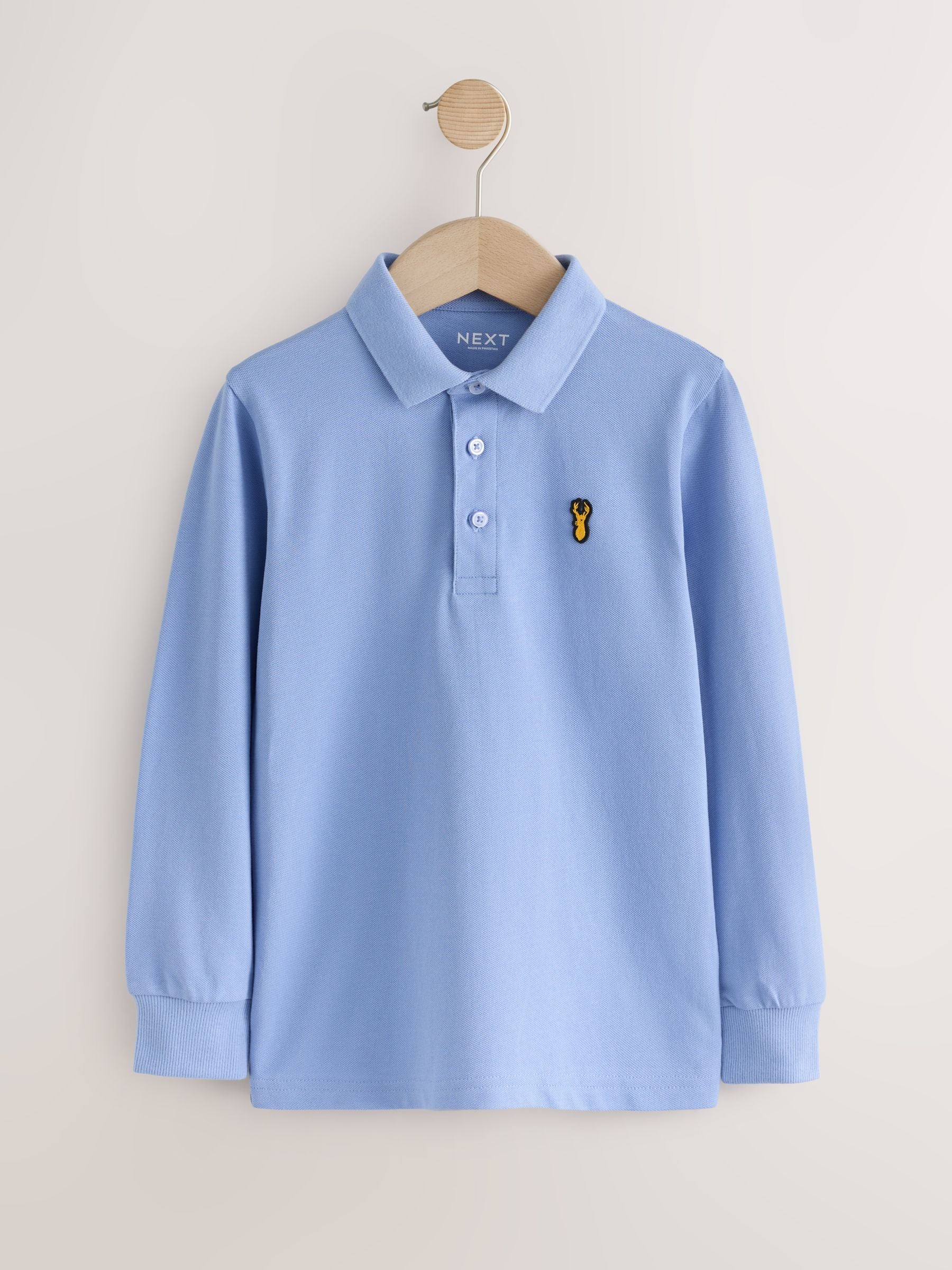 Dsiney Kidz - Blue/ Navy/ White Stag Long Sleeve Polo Shirts 3 Pack (3-16yrs) image 2