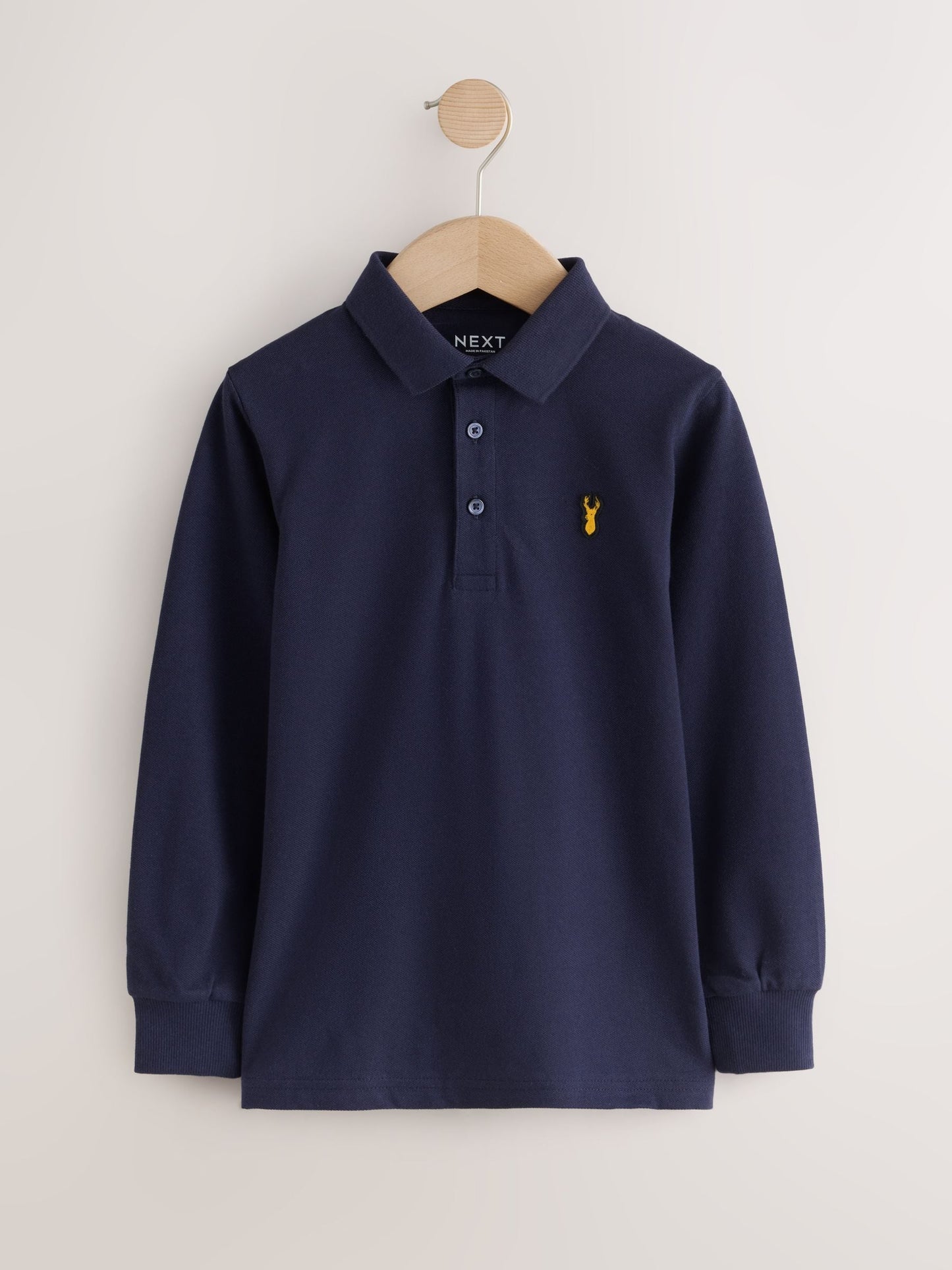 Dsiney Kidz - Blue/ Navy/ White Stag Long Sleeve Polo Shirts 3 Pack (3-16yrs) image 3