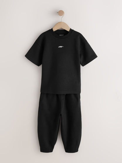 Black Relaxed Fit Heavyweight T-Shirt and Joggers Set (3-16yrs) - image 1