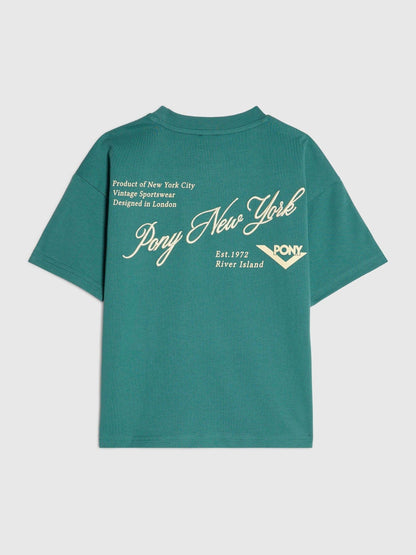 Dsiney Kidz - River Island Green Oversized Pony Scripty T-Shirt image 1